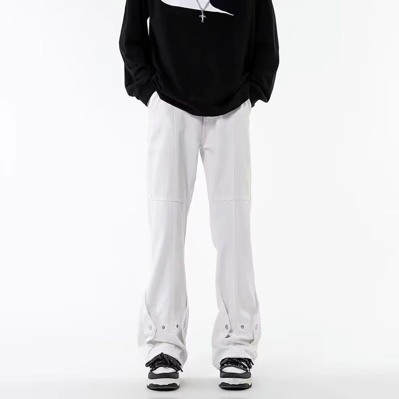 American Haute Couture Buttoned Black Jeans Instagram Trendy New Micro Speaker Casual Niche Hip-Hop Pants For Men_mkmklike.com