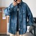 Northfold Hong Kong Autumn Denim Workwear Jacket Harajuku Style Men's Thin Japanese Trendy Loose Long Sleeve Casual Shirt_mkmklike.com