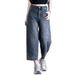 Women's Thin Patchwork Curved Blade Jeans Wide Leg Pants American Style Cropped Petite Summer 2026_mkmklike.com