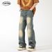 LKTM Men's Wear # American Ripped Jeans Men's Trendy Brand Washed Loose Straight Leg Split Bottom Logging Pants 2D8_mkmklike.com