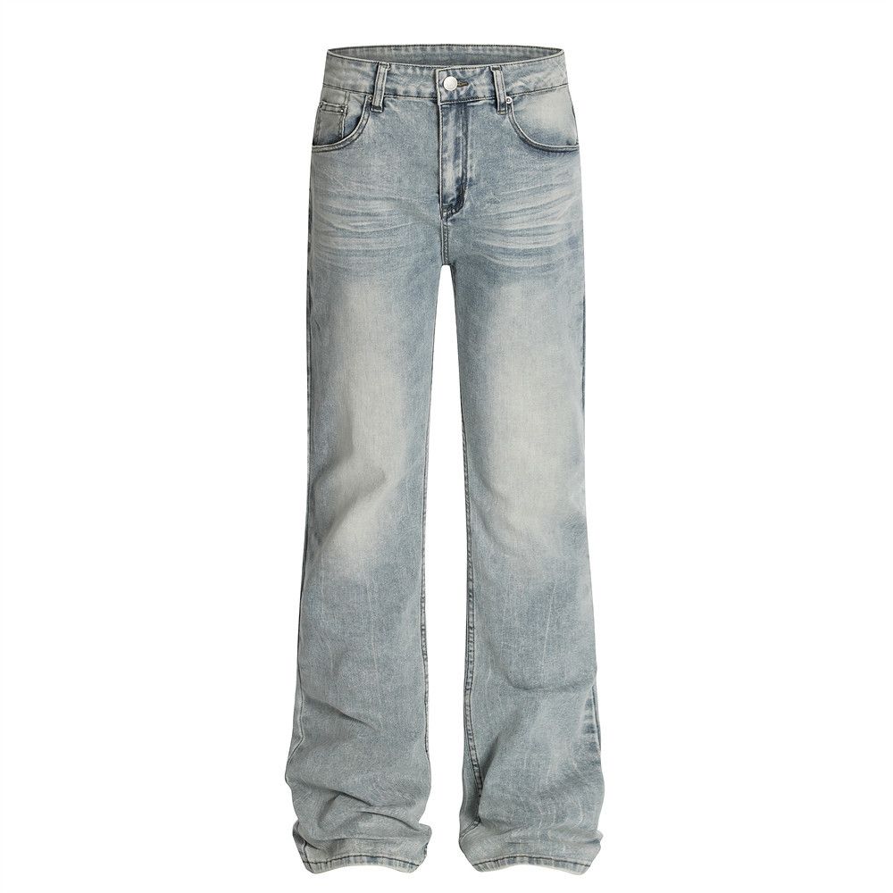 Punk Heavy-Duty Vintage Washed Jeans For Men Street Style Trendy Brand Vibe Design Double Pocket Straight Long Pants_mkmklike.com