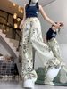 European And American Style Retro White Leopard Print Jeans For Women, Summer High Street Hip Hop Loose Straight_mkmklike.com