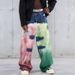 Heavyweight Washed Loose Fit Straight Leg Jeans With Splatter Paint Graffiti For Men, High-Street Wide Leg Trousers_mkmklike.com