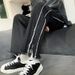 Suitable For All Seasons Straight-Leg Floor-Length Draped Jeans For Men, Loose Fit, High Street Style, Split Zipper Design, Unique And Stylish_mkmklike.com