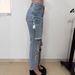 Women's Streetwear Distressed Denim Pants – Oversized Relaxed Fit, Multi-Pocket Patchwork, Washed Light Blue Jeans For Urban Fashion (S-XXL)"_mkmklike.com