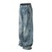 Washed Vintage Jeans For Men American Street Style Tie-Dye Patchwork Deconstructed Casual Long Loose Wide-Leg_mkmklike.com