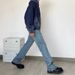 Men's Clothing American Retro Cleanfit Loose Flared Jeans Vintage Cleanfit Wide Leg Flared Jeans High Street Vibe Slimming Casual Washed Denim Pants_mkmklike.com