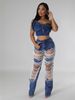 Women's Pearl Embellished Ripped Jeans - Stretch Wide Leg Denim Pants, Vintage Washed Loose Fit For Streetwear & Casual_mkmklike.com