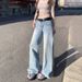 Wholesale American Retro Low-waist Loose Wide-leg Pants For Women, Versatile Spring-summer Straight Jeans, Extra-long_mkmklike.com