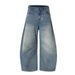Punk Washed Vintage Scimitar Jeans Men's Loose Wide-Leg Handmade Distressed Oversized Sickle Pants_mkmklike.com