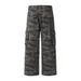 American Style Workwear Camouflage Street Fashion Punk Loose Jeans Men's Multi-Pocket Straight Pants With Pleated Design_mkmklike.com