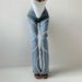 Women's Clothing Jeans Spring Ring Rhinestone Splicing Design Straight Trousers_mkmklike.com