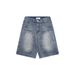 Washed Distressed Patchwork Denim Shorts Loose Fit Straight Leg Low Waist Blue Summer Fashion_mkmklike.com
