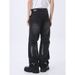 Men's Retro Washed Straight-Leg Jeans - Loose Fit Cargo Pants, Solid Color Hong Kong Style Denim For Casual & Streetwear_mkmklike.com