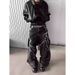 Lightning Embroidered Black Jeans Men's Straight Loose Fit Streetwear Hip Hop Baggy Pants For Casual & Trendy Outfits_mkmklike.com