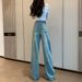 Women’s Clothing spring and summer new luxury gradient rhinestones starry straight jeans narrow leg pants_mkmklike.com