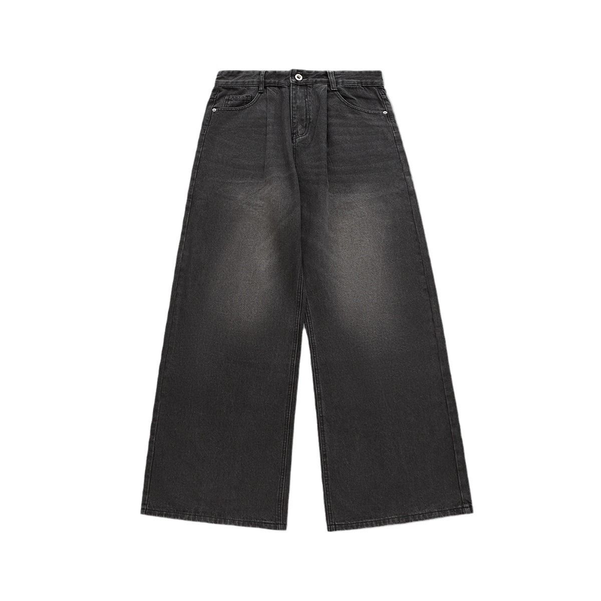 Men's Oversized Straight-Leg Jeans – Retro Wide Fit Denim Pants, High Street Fashion (Black Gray/Blue/Light Blue, S-XL)_mkmklike.com