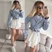 Women's Clothing Denim Shirt Jacket With Polo Collar - Oversized Long Sleeve Streetwear Coat For Casual Chic Style_mkmklike.com