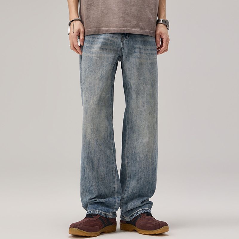 Nordmann Muqiu Clothing | 2025 Spring New American Style Trendy Brand Plus Size Jeans Men's Retro Loose Washed Wide-Leg Pants_mkmklike.com