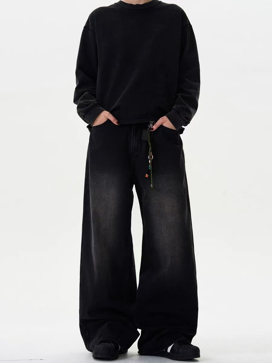 Vintage Bootcut Jeans For Men & Women – Relaxed Fit, Straight Leg, High Waist, Distressed Denim Pants With Multiple Pockets_mkmklike.com
