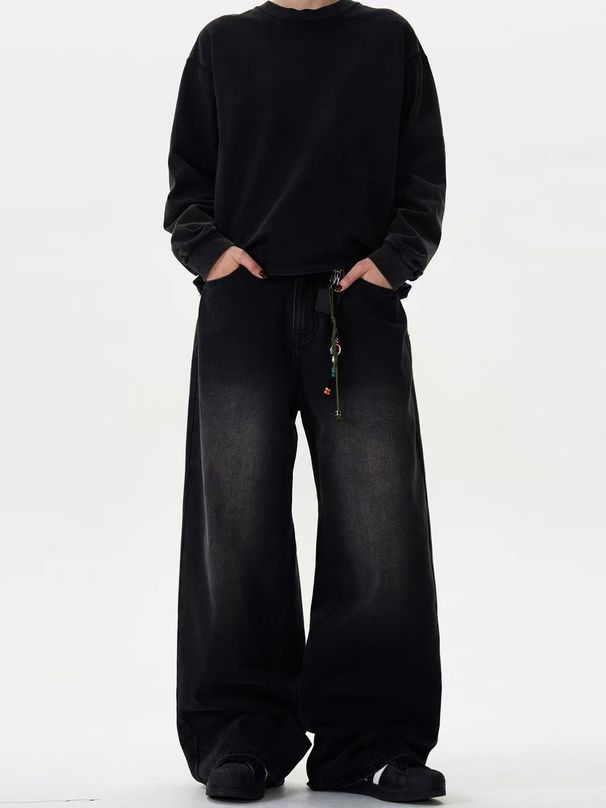 Vintage Bootcut Jeans For Men & Women – Relaxed Fit, Straight Leg, High Waist, Distressed Denim Pants With Multiple Pockets_mkmklike.com