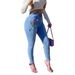 Women's High Waist Printed Jeans Sexy Tight Pants Solid Color Denim For Spring/Autumn Season_mkmklike.com