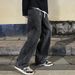 Fashion Men's Solid Color Draping Jeans Loose Straight Korean Vintage High Street Hip-hop Y2K Casual Daily Pull Wide Leg 2025_mkmklike.com