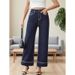 High Waisted Straight Leg Jeans for Women Dark Navy Blue with High Stitch Decoration New Style 2025 Factory Direct Wholesale_mkmklike.com
