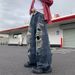 Men's Distressed Flared Jeans High Street Style Washed Wide Leg Trousers New Fashion Whiskered Design_mkmklike.com