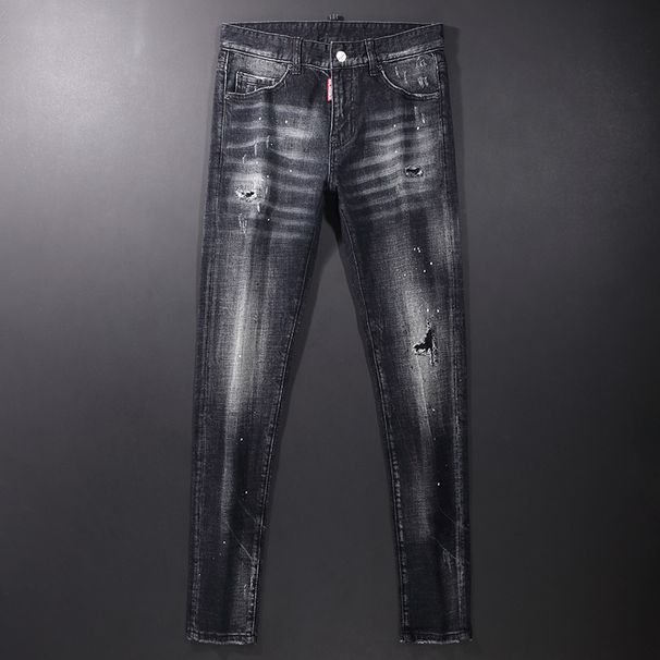Men's Clothing European Station Trend New Style Ripped Slim Fit Slightly Elastic Paint Simple And Generous Youth Slim Feet Trend Men's Jeans_mkmklike.com