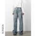 Distressed Graffiti Streetwear Jeans For Men - Loose Straight Leg Baggy Denim Pants With Hand-Painted Art_mkmklike.com