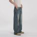 MYQ Washed Straight Jeans Men Summer Loose Vintage Long Korean Commuter Style Wide Leg Pants_mkmklike.com