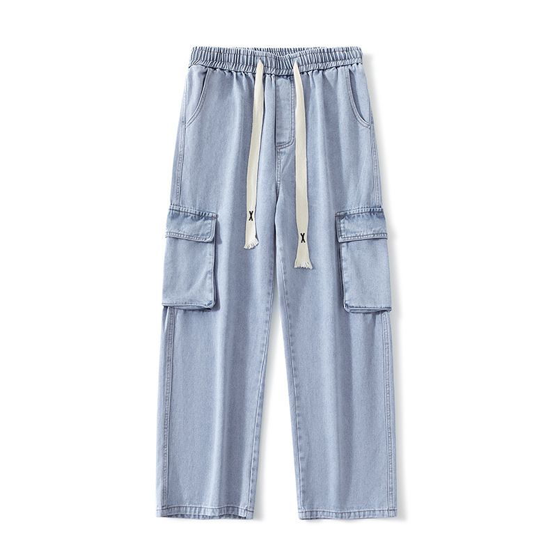 Unisex Baggy Cargo Jeans For Men & Women – Vintage Washed Straight-Leg Hip-Hop Streetwear Pants With Multiple Pockets (Black, Blue, Gray)_mkmklike.com