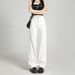 Narrow Straight-leg White Jeans For Women, 2026 Spring/summer, High-waisted, Petite-friendly, Slimming, Wide-leg,_mkmklike.com