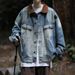 Loom Vintage Color Block Turn-down Collar Denim Jacket For Men And Women, Loose Fit Casual Couple Jacket, Dropshipping_mkmklike.com
