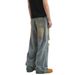 Distressed Washed Wide-Leg Jeans For Men & Women - High Waist Straight Denim Pants With Button Fly & Raw Hem_mkmklike.com