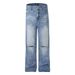 American Distressed Straight-Leg Jeans For Men, Washed And Vintage Design, Knife Cut Street Style Loose Wide-Leg Pants_mkmklike.com
