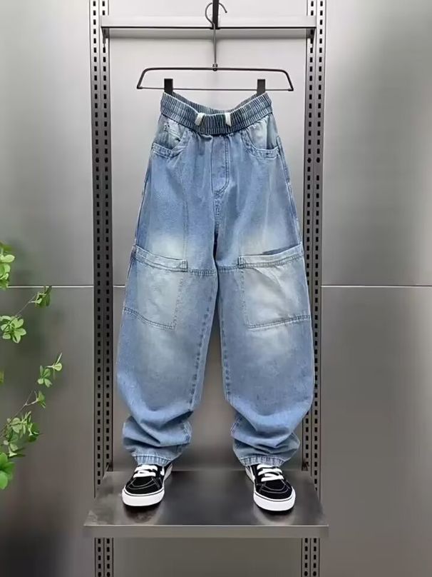 Men's Retro Distressed Jeans - Straight Leg Vintage Denim Pants With Faded Wash & Comfort Fit For Casual Wear_mkmklike.com