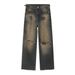 EF JEANS | 2023 New Hong Kong Style Retro Old Rust Earth Color Ripped Rough Edge Denim Trousers For Men And Women_mkmklike.com