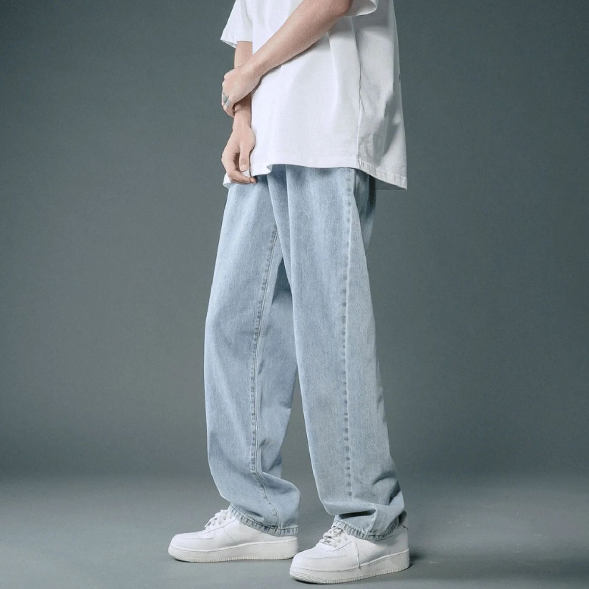 2024 New Street Casual Baggy Jeans Men's Streetwear Hip Hop Straight Wide Leg Trousers Students' Denim Pants Blue Black_mkmklike.com