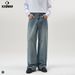 Vintage Blue Straight Leg Jeans For Men - Classic Cotton Denim Pants With Washed Finish, Comfortable Fit For Casual Wear (S-3XL)_mkmklike.com
