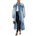Oversized Distressed Denim Jacket For Women – Longline Washed Blue, Loose Fit, Streetwear Essential (Sizes S-2XL)_mkmklike.com