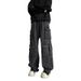 Spring And Autumn New High Street Multi-pocket Functional Tooling Jeans Men's Vibe Trendy Brand Street Loose Wide-leg Trousers_mkmklike.com