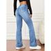 Women's Clothing Flared Jeans For Women High Waist Hip Lift Leg Enhancing Long Pants Retro Small Size Slim Fit Autumn Style_mkmklike.com