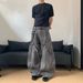 Grunge Couple Jeans – Distressed Black-Gray Patchwork, Relaxed Bootcut For Men & Women (82% Cotton, Vintage Washed, S-XXXL)_mkmklike.com