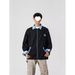 Loom High Street Red Denim Jacket Patchwork Vintage Zipper Plaid Turn-Down Collar Trendy Workwear Hip-Hop Coat American_mkmklike.com