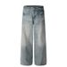 Men's Clothing Pleated Design Blue Washed And Distressed Wide Leg_mkmklike.com
