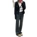 145 Winter Fleece-Lined Straight-Leg Jeans With Pear-Shaped Body, High-Waisted Slimming Narrow Wide-Leg Pants For Petite_mkmklike.com