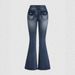 Women's Flared Jeans With Embroidery – Vintage-Inspired Bootcut Denim Pants For Casual & Streetwear_mkmklike.com