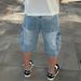 Men's Clothing Denim Loose Shorts Street Fashion Ins Workwear Denim Straight Five Point Pants_mkmklike.com